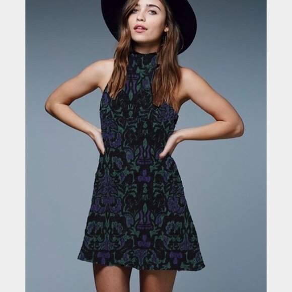 Free People Dresses & Skirts - Free People Amelia Dress Mock Neck Jacquard